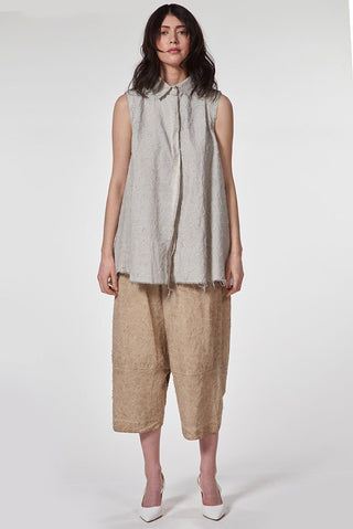Needle Punched Sleeveless Cotton Shirt - Baci Fashion