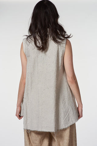 Needle Punched Sleeveless Cotton Shirt - Baci Fashion