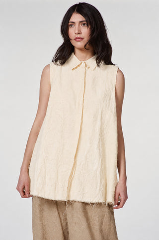 needle-punched-sleeveless-cotton-shirt-cream by baci
