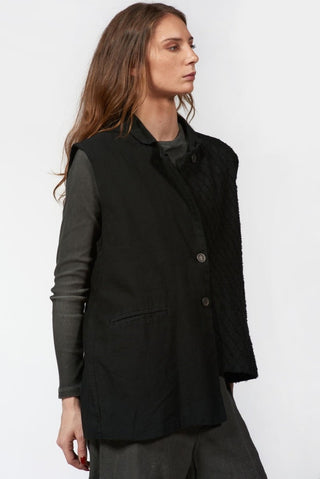 Needled Diamond Asymmetrical Vest - Baci Fashion