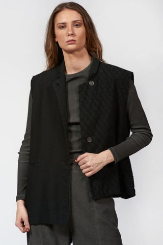 Needled Diamond Asymmetrical Vest - Baci Fashion