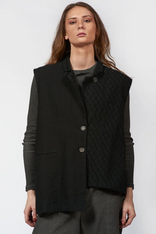 Needled Diamond Asymmetrical Vest - Baci Fashion