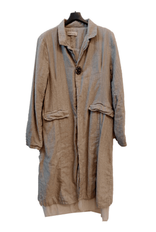 Needled Striped Long Jacket with Silky Fabric - Baci Fashion