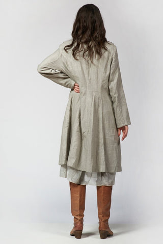 Needled Striped Long Jacket with Silky Fabric - Baci Fashion