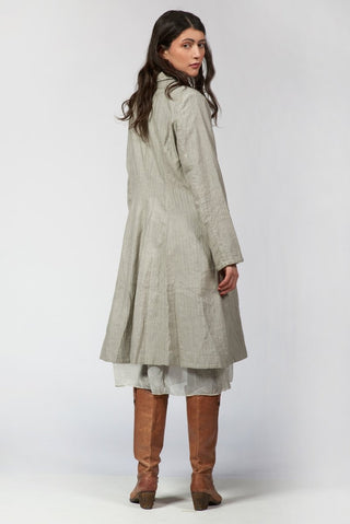 Needled Striped Long Jacket with Silky Fabric - Baci Fashion