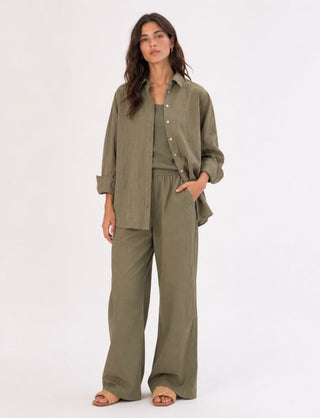 Organic Cotton Crinkled Long Sleeve Shirt - Baci Fashion