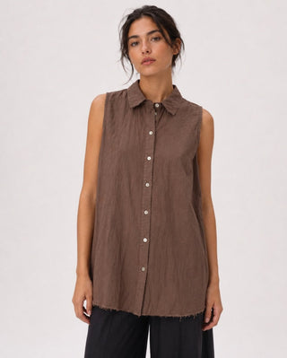 Organic Cotton Crinkled Sleeveless Tank - Baci Fashion