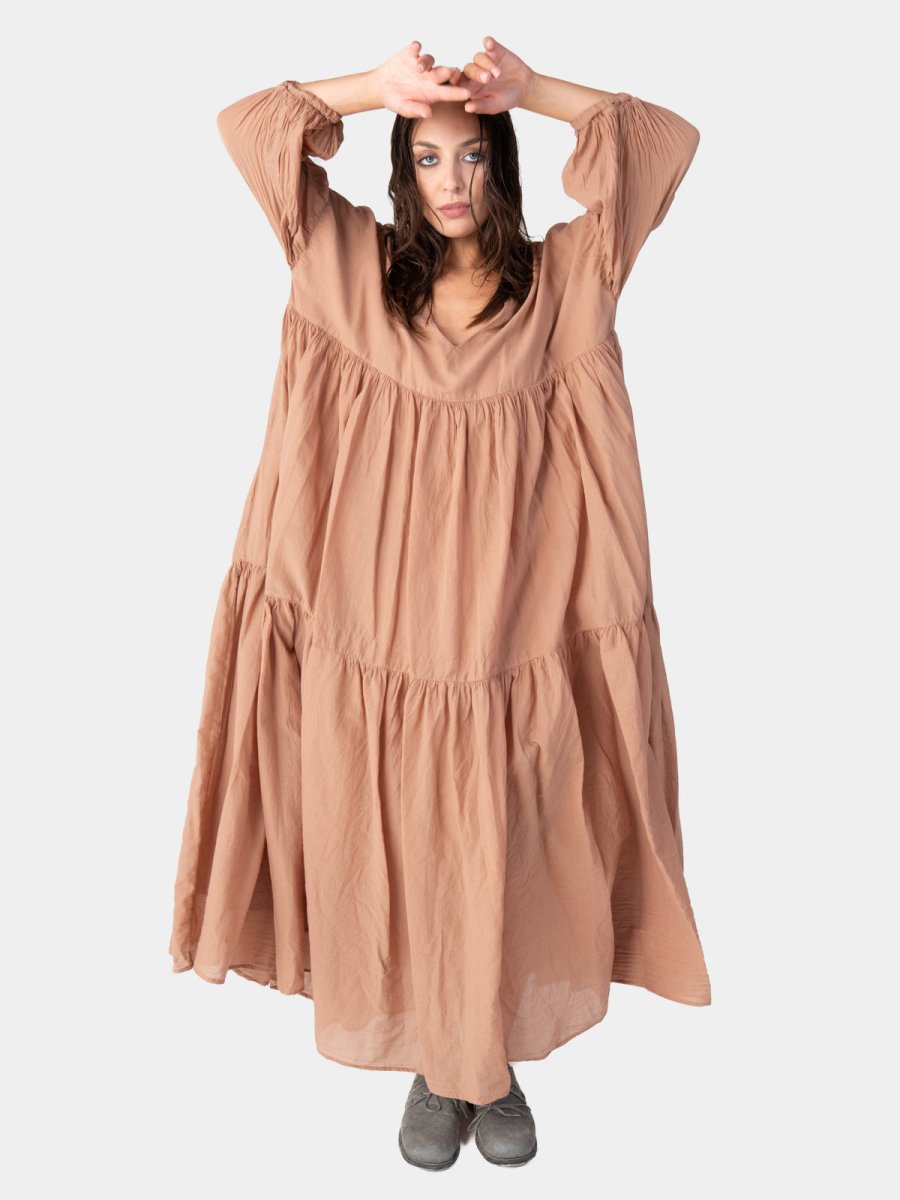 Organic Cotton Tiered Ruffle Midi Dress Baci Fashion Organic Cotton Tiered Ruffle Midi Dress Baci Fashion