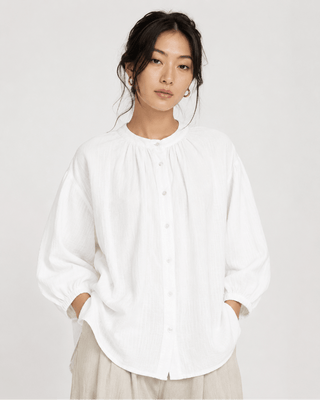 Organic Faded Tile Button-Up Shirt - Baci Fashion