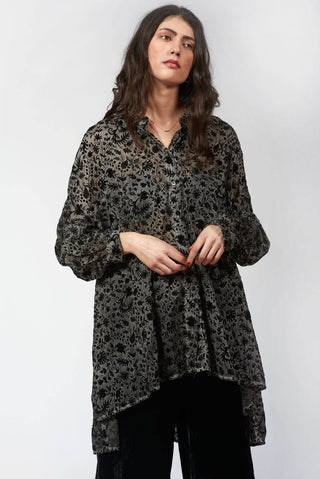 Oversized Flocked Shirt - Baci Fashion