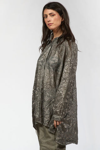 Oversized Laminated Shirt - Baci Fashion