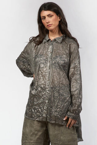 Oversized Laminated Shirt - Baci Fashion