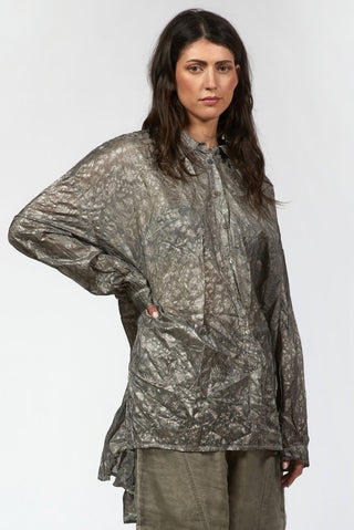 Oversized Laminated Shirt - Baci Fashion