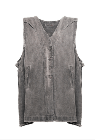 Oversized Vest with Frayed Details - Baci Fashion