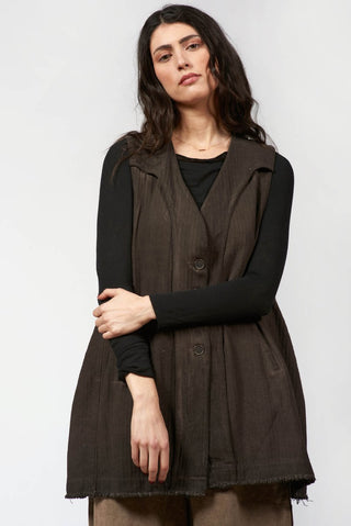 Oversized Vest with Frayed Details - Baci Fashion