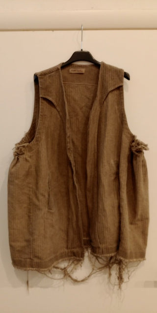 Oversized Vest with Frayed Details - Baci Fashion