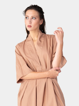 Paneled V-Neck Midi Dress - Baci Fashion