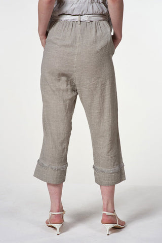 Pants with Cuffs and Silk Belt - Baci Fashion