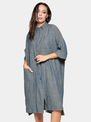 Patch Pocket Shift Shirtdress - Baci Fashion