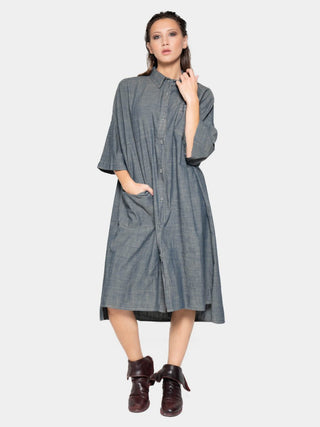 Patch Pocket Shift Shirtdress - Baci Fashion