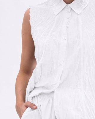 Pleated Crinkle Organic Cotton Button Tank - Baci Fashion