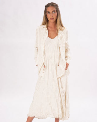Pleated Crinkled Button Up Long Sleeve - Baci Fashion