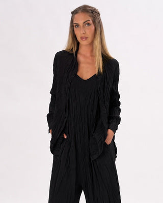 Pleated Crinkled Button Up Long Sleeve - Baci Fashion