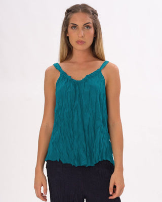 Pleated Crinkled Camisole Tank Shirt - Baci Fashion