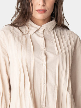 Pleated Detail Maxi Shirtdress - Baci Fashion