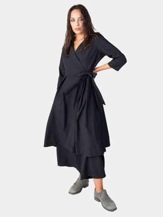 Pleated Midi Cotton Wrap Dress - Baci Fashion