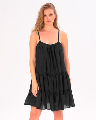 Pleated Tiered Cotton Slip Dress - Baci Fashion
