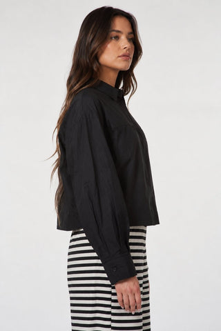 Poplin Balloon-Cut Cropped Shirt - Baci Fashion