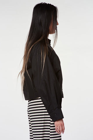 Poplin Balloon - Cut Cropped Shirt - Baci Fashion