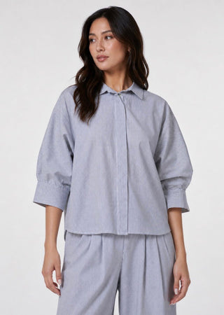 Poplin Kimono Shirt with 3/4 Sleeves - Baci Fashion