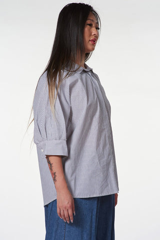 Poplin Kimono Shirt with 3/4 Sleeves - Baci Fashion