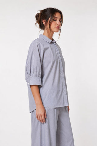 Poplin Kimono Shirt with 3/4 Sleeves - Baci Fashion