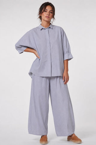Poplin Kimono Shirt with 3/4 Sleeves - Baci Fashion