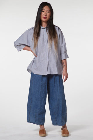 Poplin Kimono Shirt with 3/4 Sleeves - Baci Fashion