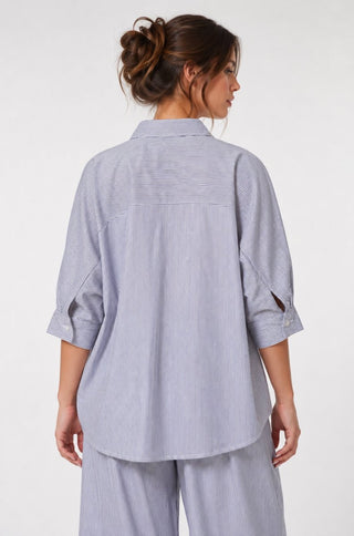 Poplin Kimono Shirt with 3/4 Sleeves - Baci Fashion