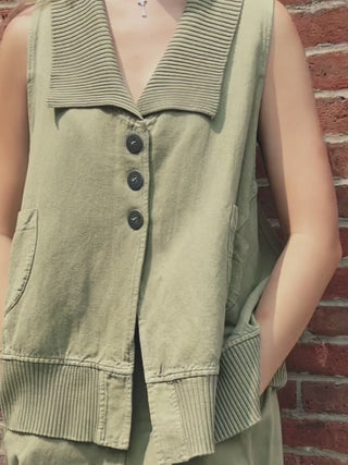 Baci Fashion - Cotton Linen Cargo Sweater Vest