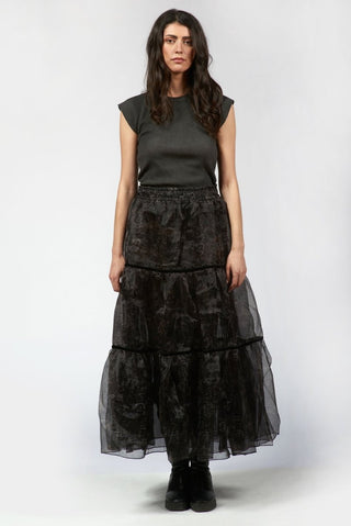 Printed Double - Layered Flounced Skirt - Baci Fashion