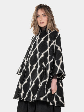 Printed Flared Long Coat - Baci Fashion