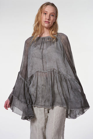 Raglan Blouse with Ruffled Sleeves - Baci Fashion