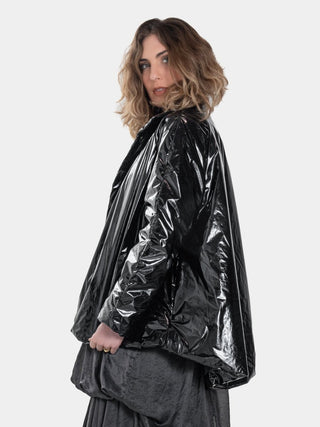 Raglan Padded Vinyl Swing Coat - Baci Fashion