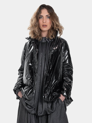 Raglan Padded Vinyl Swing Coat - Baci Fashion