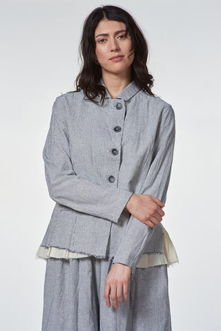 Raw - Edge Micro - Striped Jacket - Baci Fashion