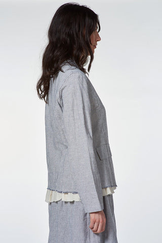 Raw - Edge Micro - Striped Jacket - Baci Fashion