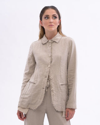 Raw Edge Seamed Button Up Jacket - Baci Fashion