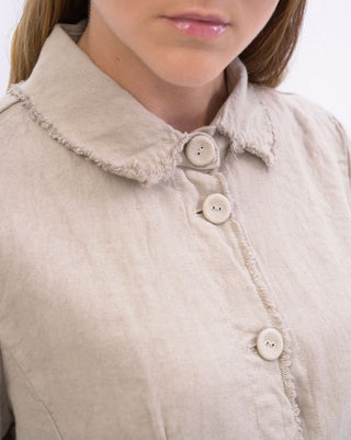Raw Edge Seamed Button Up Jacket - Baci Fashion