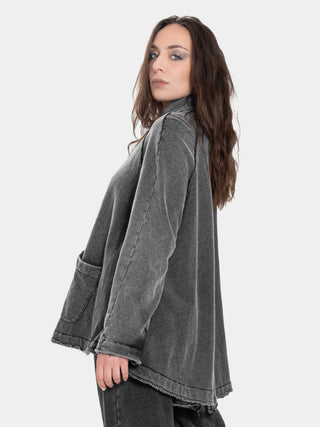 Raw Hem Raglan Jacket - Baci Fashion